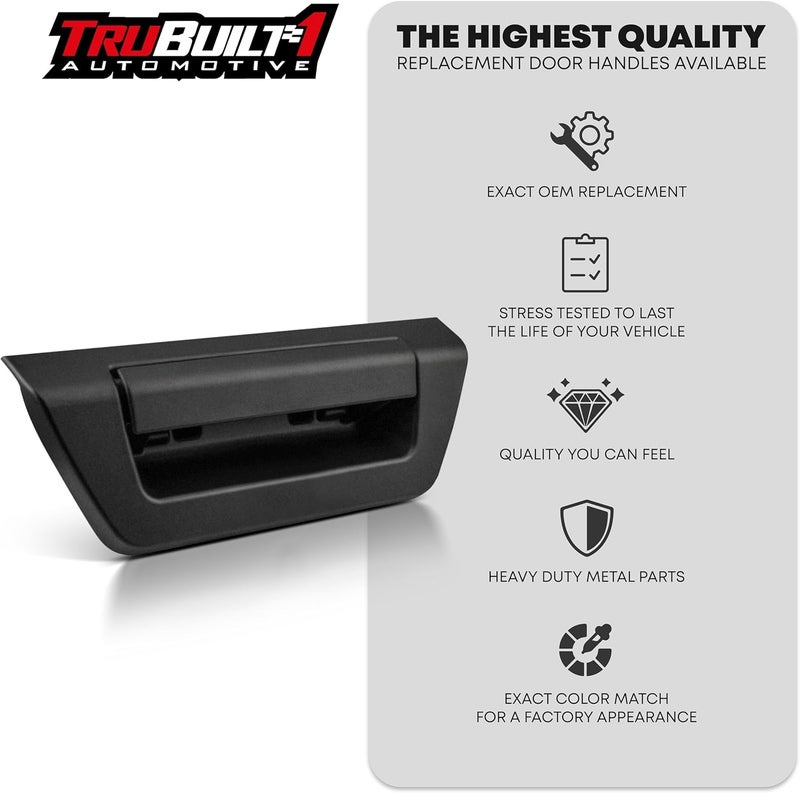T1A Tailgate Handle & Bezel Assembly, Upgraded Metal - Compatible with 2015-2017 Ford F-150 - Exterior Lift Gate Latch Set - Textured Black - No Camera, LED Hole - OEM FL3Z-9943400-JA, 97695 - Image 3